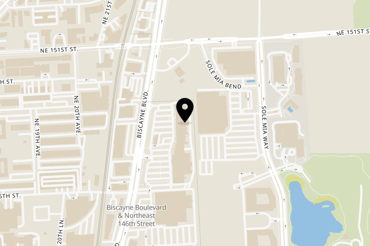 Map showing the location of Talkin' Tacos North Miami on 14815 Biscayne Blvd in North Miami