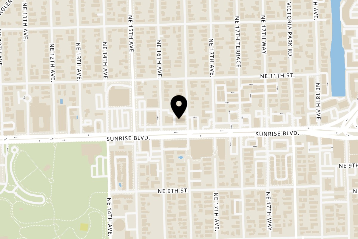 Map showing the location of Talkin' Tacos Fort Lauderdale on 1619 E Sunrise Blvd in Fort Lauderdale