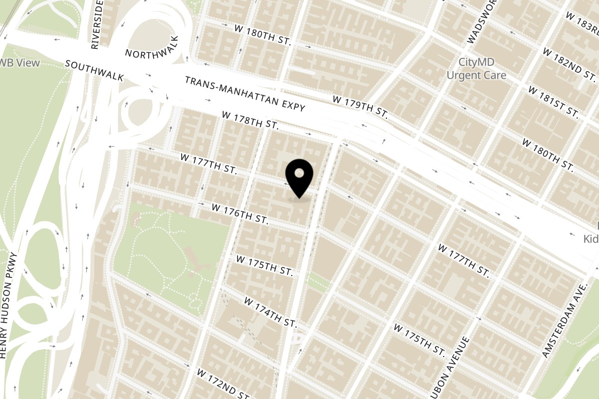 Map showing the location of Talkin' Tacos Washington Heights on 4179 Broadway in New York